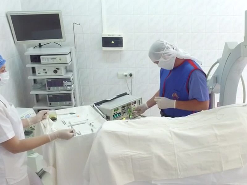 Operating room of the neurosurgery department, preparing for a procedure